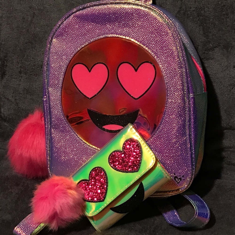 Justice Emoji Backpack & Wallet Set